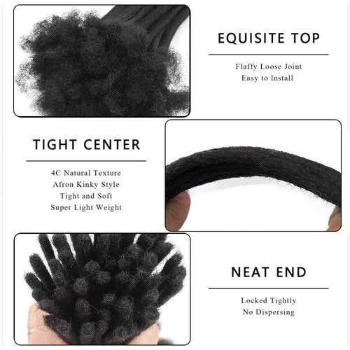 Loc Extension Human Hair 0.4cm Width 6inch 20 Strands 100% FUll Handmade Permanent Dreadlock Extension Human Hair for Women/Men/Kids Can Be Dyed Bleached Curled (Width 0.4cm Natual Black)