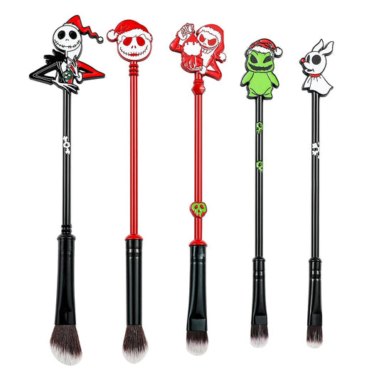 6pcs The Nightmare Before Christmas Makeup Brushes Corpse Bride Anime Makeup Brush Set Jack Skellington Eyeshadow Brushes Halloween Make Up Kit