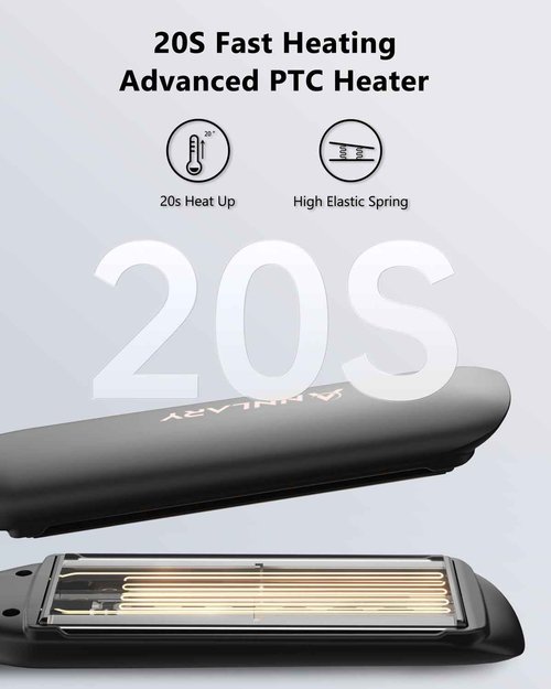 Annlary 1.75 Inches Flat Iron Hair Straightener with Heat Resistant Silicone Mat Pouch, Professional Ceramic Ionic Dual Voltage Straightener for Less Frizz, Shinier & Smoother Hair