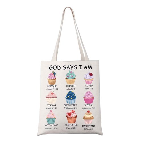 UJIMS Christian Baker Gift God Says I Am Baking Cupcake Lovers Tote Bag Cupcakes Jesus Baking Lover Women Tote Bag (Cupcake Lovers Tote Bag)