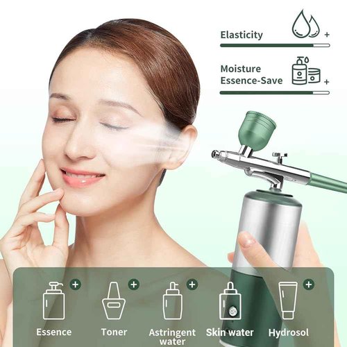 Oxygen Facial Machine,Facial Steamer Home Facial Spa with Rechargeable and Portable High Pressure,Oxygen Sprayer for Skin Rejuvenation,Green
