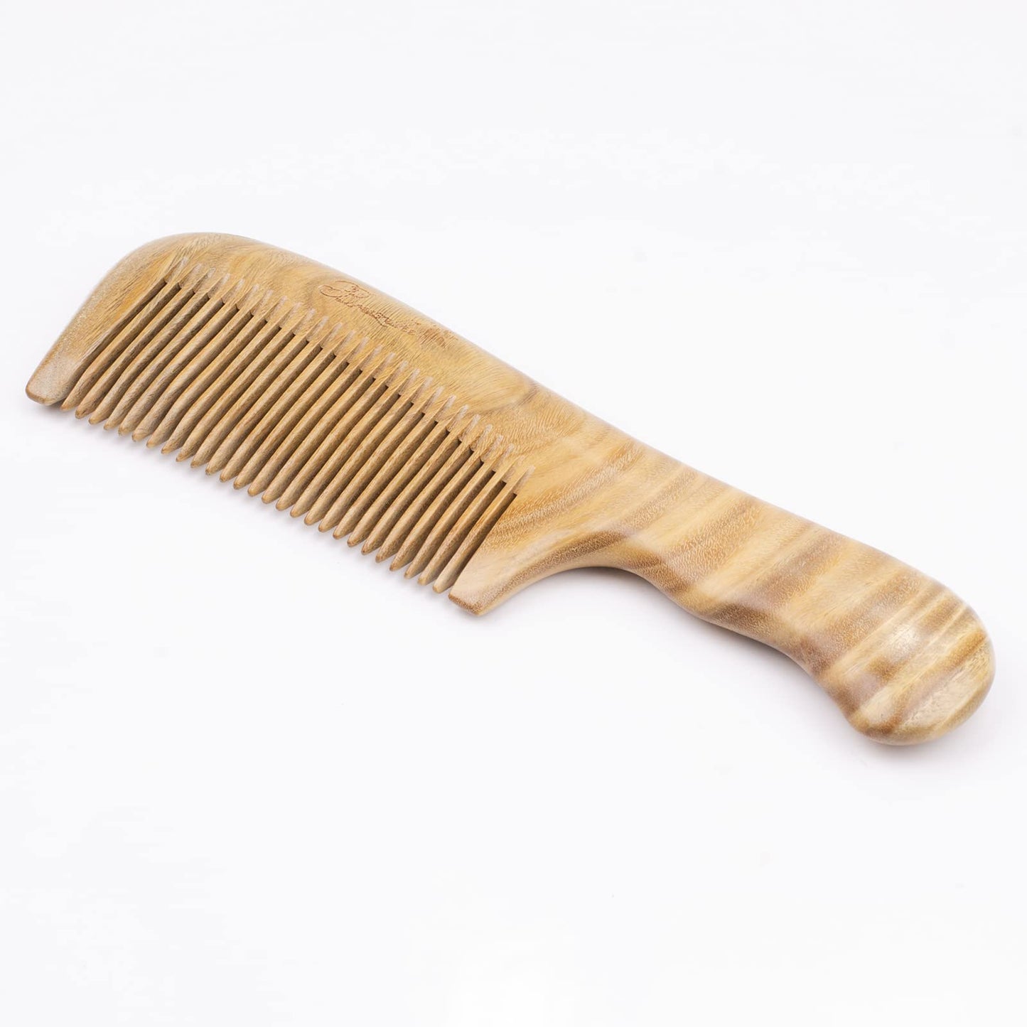 Breezelike No Static One Piece Wavy Handle Sandalwood Fine Tooth Comb