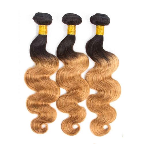 1B27 Ombre Body Wave Bundle Blonde Human Hair 3 Bundles 100% Unprocessed Virgin Hair Brazilian Double Weft Extensions Blonde Color 10 12 14 Inch For Women