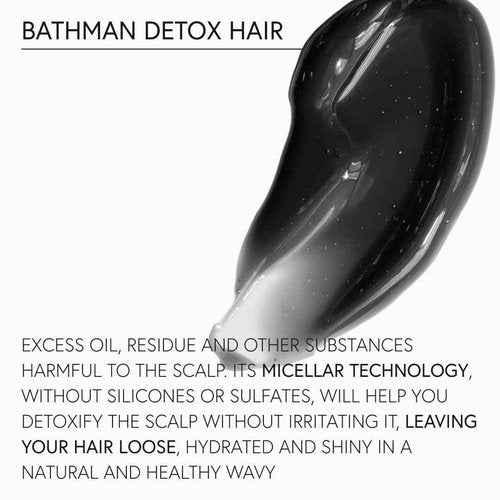 MONCHO MORENO BATHMAN Detox Hair Shampoo - Clarifying Shampoo for Oily Roots & Dry Ends - Activated Charcoal & Wheat Protein - Sulfate-Free Detox Shampoo for Scalp Care & Deep Clean Hair (8.8 oz)