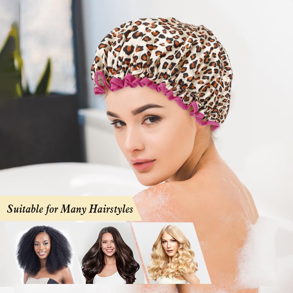 Shower Cap Reusable Waterproof,Shower Caps for Women,Hair Cap for Shower,Hair Cover for Shower,Shower Cap for Long Hair,Hair Shower Cap,Satin Lined Shower Cap,Shower Cap for Men,Shower Hair Cap