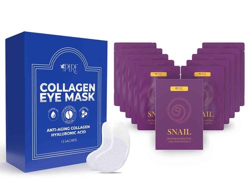 Beauty Bundle 10 Sheet Korean Face Masks and 15 Pairs of Silver Under Eye Patches Perfect for Mom's Skincare Routine, Deep Moisturizing Facemask and Undereye Patches, Luxurious Present for Mothers