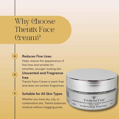 Thentix Face Cream with Manuka Honey, Moisturizer for Dry, Sensitive Skin, 2oz, Suitable for Women & Men