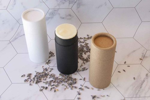 GreenWay 2.5oz / 70g Kraft Paperboard Deodorant Tubes with Lids - 25 Pack Solid Perfume Tubes Refillable DIY Cosmetic Containers - Brown