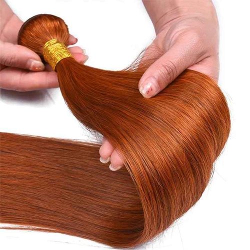 Color 350 Human Hair Ginger Straight Bundles Double Weft Brazilian Hair Extersions Silky Soft for Women 8 10 12 Inch