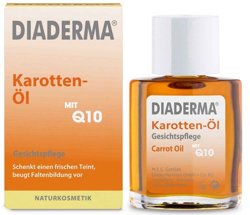 DIADERMA Carrot Oil, 30 ml – New Formula with Q10: Gives a Fresh Complexion, Prevents Wrinkles, with Vitamin E + A, Natural Cosmetics