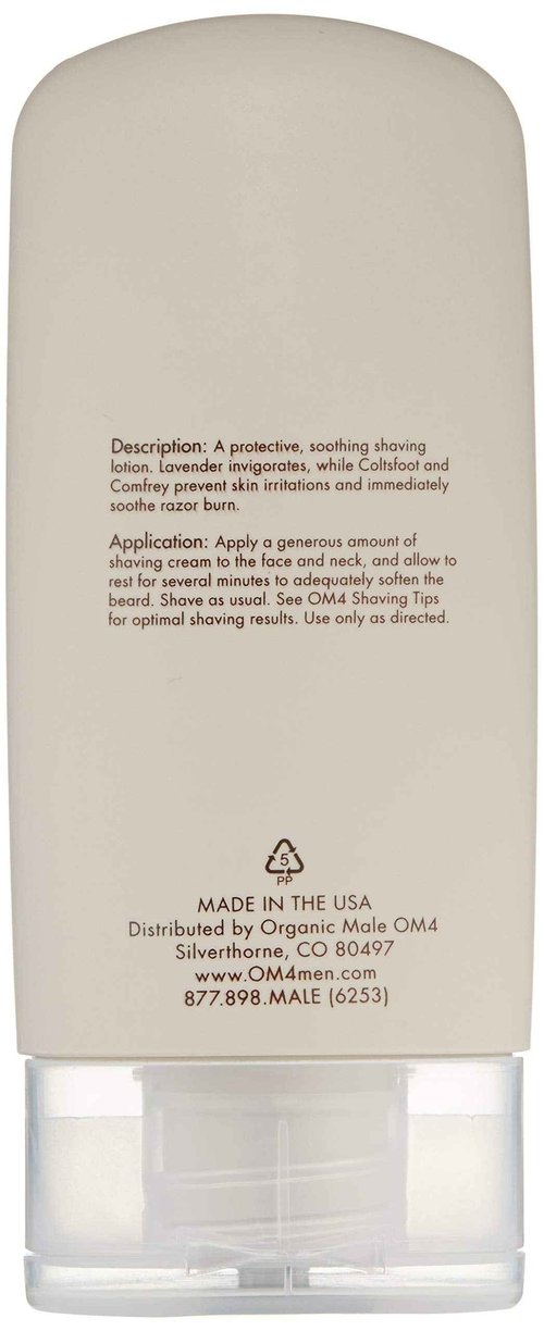 Organic Male OM4 Shave: Soothing Herbal Shaving Emulsion - Mens Grooming Preshave Oil, Shave Cream, Hydrating Mask all-in-one