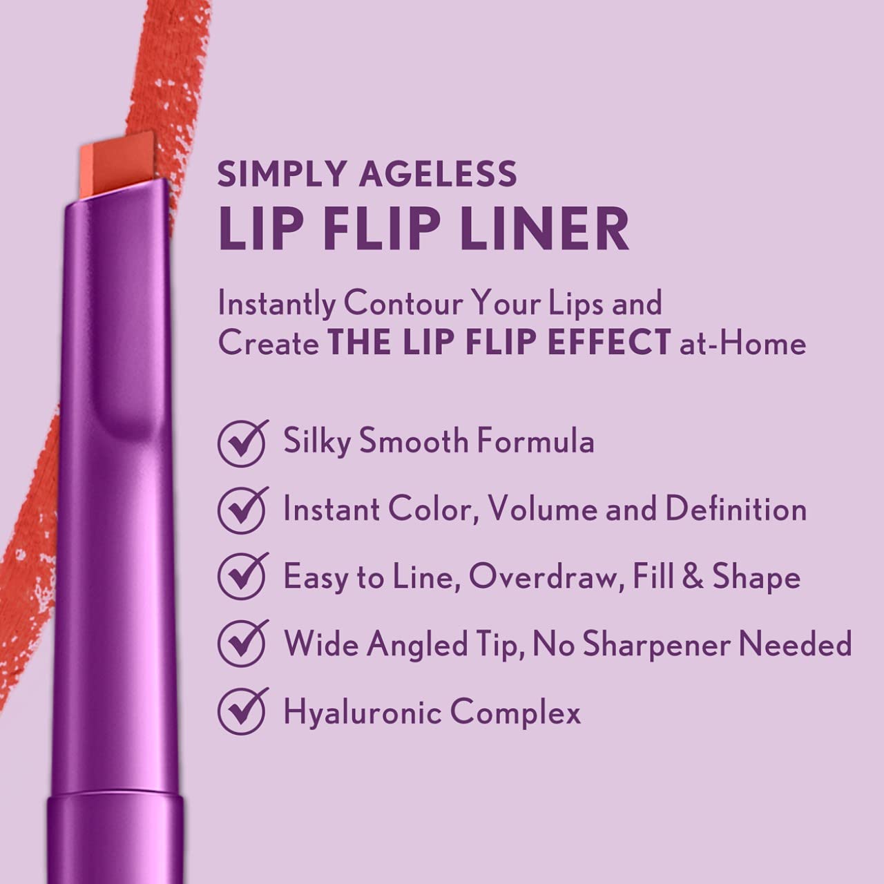 COVERGIRL Simply Ageless Lip Flip Liner, Devoted Red, Pack of 1