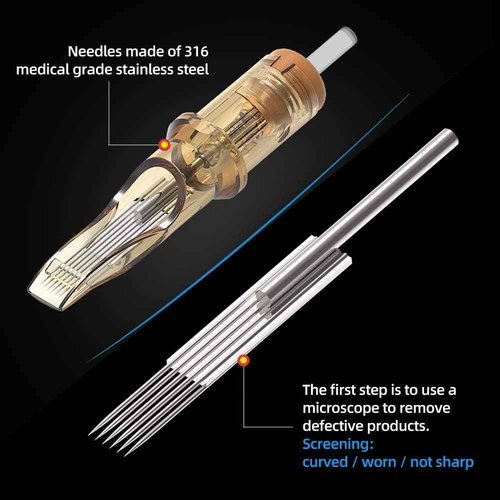 Ambition Premium 50Pcs #10 Bugpin 5RL Tattoo Cartridges Needles Disposable Supply 5 Round Liner for Professionals and Beginners Tattoo Artists