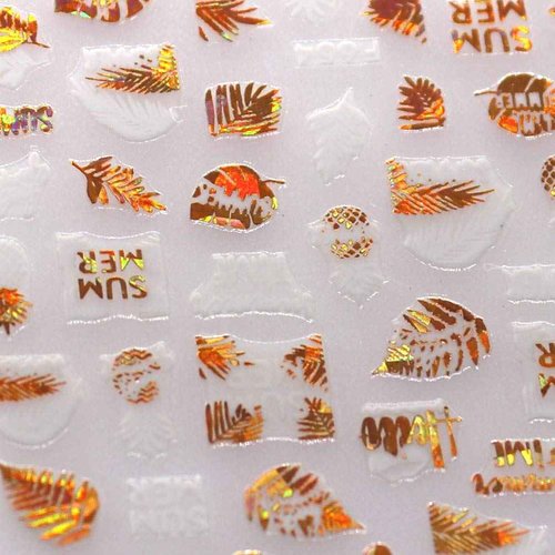 Gold Butterfly Stickers for Nails Maple Leaf Nail Art Self Adhesive Sticker Holographic 3D Nail Decals Laser Nail Foil DIY Nail Art Decorations for Girls Women