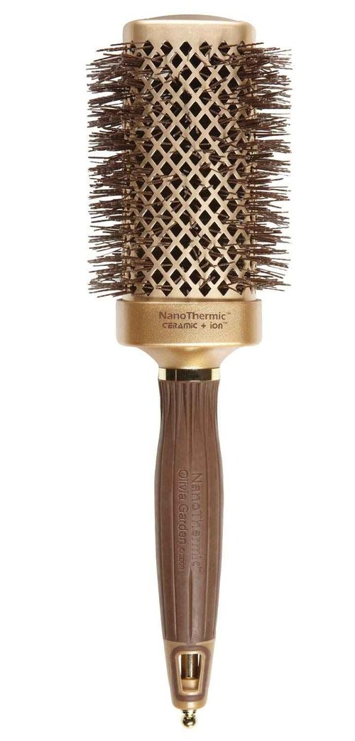 Olivia Garden NanoThermic Ceramic + Ion Square Shaper Thermal Hair Brush - Not Electrical - Professional Blowout Brush for Normal to Thick Hair - 2"-Diameter Barrel - NT-S50