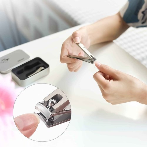 BEZOX Fingernail Clippers and Toenail Clipper for Seniors - Black+Gray