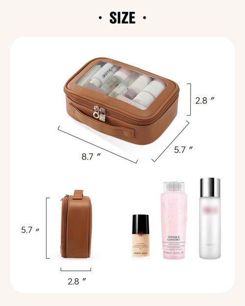 EACHY Clear Makeup Bag Cosmetic Organizer, Waterproof Travel Cosmetic Case with Zipper for Women, Transparent Toiletry and Skincare Pouch, Portable Car or Purse Bag for Travel Essentials