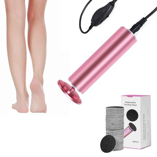 Dermave Electric Foot Callus Remover – Pedicure Tool with 60pcs Sanding Discs, Electric Foot Callus Remover, Callus Remover for Feet - Foot File for Dead Cracked Skin, Men/Women (Pink)
