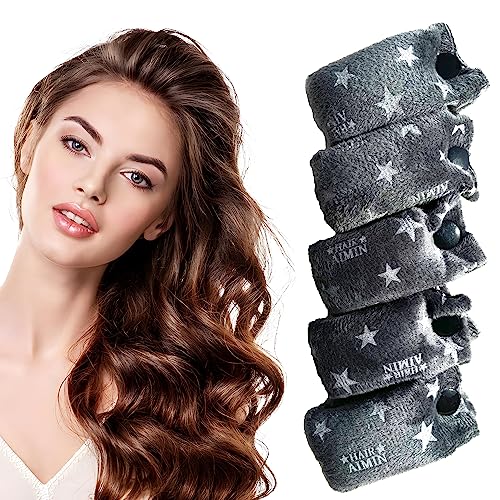 Aimin Hair Heatless Hair Curlers No Heat, Heatless Curls Overnight Blowout Rods, No Heat Hair Curlers To Sleep In, Soft Flexi Rods For Long Hair, Thick Curling Rod Styling Tools(18PCS dark gray) … …