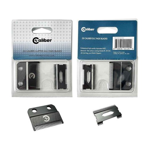 Caliber DLC Fade Clipper Blades, .50 Caliber, 440C Japanese Steel, Professional Hair Trimmer Replacement Blades