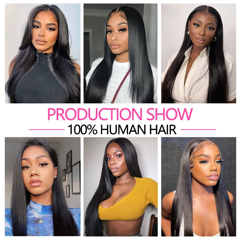 13x4 HD Lace Frontal Closure 16 Inch Straight Lace Frontal Human Hair Swiss HD Transparent Lace Frontal Only 100% Unprocessed Brazilian Virgin Hair Ear to Ear Lace Frontal Closure Pre Plucked 1B Black