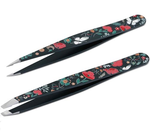 Tweezers - Pointed Slant Tweezer Set - Precision Tweezers for Women and Men Facial Hair, 420 Stainless Steel Pointed Slant Tweezers for Any Unwanted Hair; Ingrown Hair & Eyebrows, Includes Travel Case