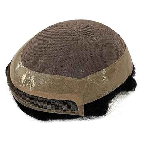Toupee for Men PU+Lace Base Real European Human Hair Pieces for Mens Hair Prosthesis Patch Units Hair Replacement System for Men (6x9")