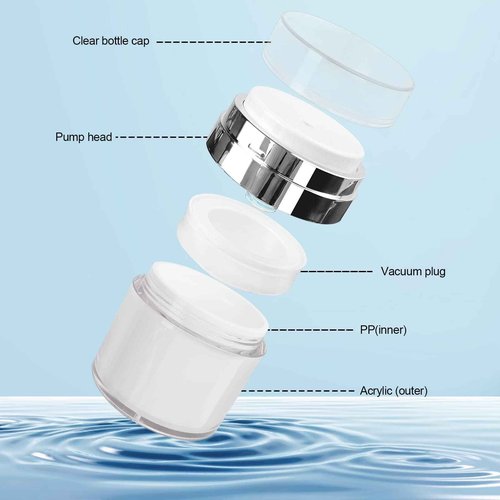 3Pack 3.5Oz Airless Pump Jars Lotion Container, Pump Bottle Dispenser Moisturizer Containers, Empty Makeup Bottle Cosmetic Jar