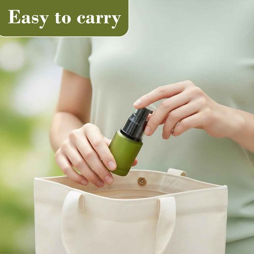 VASANA 1PCS 30ml/1oz Empty Refill Frosted Green Glass Cream Lotion Pump Bottle Cosmetic Makeup Emulsion Toiletries Liquid Storage Holder Travel Packing Container With Clear Dust Cap (30ml Green)