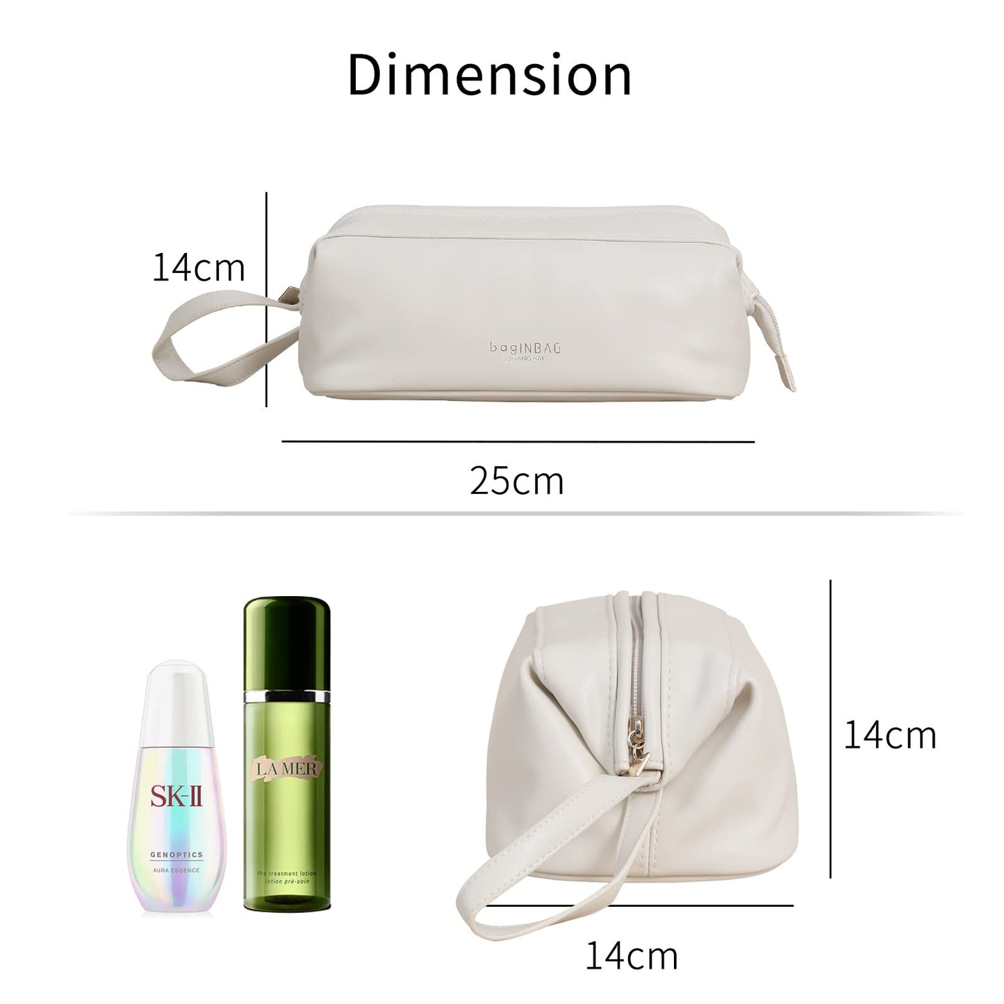 bagINBAG QIANPA Cosmetic Travel bag，Makeup bag with Handle, Cream Makeup pouch，Make up bag travelling for women and Girls