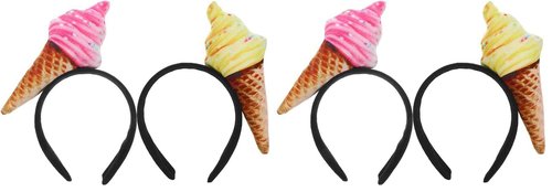 FRCOLOR 2pcs Ice Cream Headband Cute Ice Cream Cone Hair Band Party Headbands for Washing Face, Makeup, and Styling (Pack of 2)