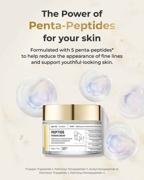 BOM COSMETICS Peptide Power Cream 1.76 Fl Oz, Daily Moisturizing Cream with Peptide and 99% Pure Gold for Hydration, Collagen Support to improve Skin Texture, Skin Barrier Care, Korean Skincare