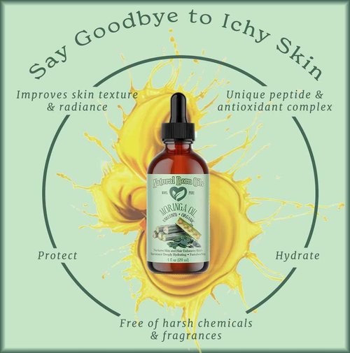 Natural Born Oils Moringa Oil, 16 oz, Organic, Cold‑Pressed, Nutrient‑Rich, Enhances Skin Softness & Hair Shine