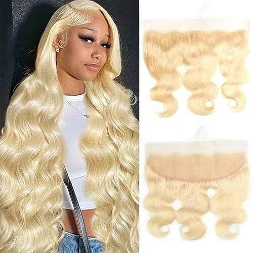 613 Frontal 13x4 HD Transparent Lace Closure 100% Russian Blonde Human Hair Ear To Ear Blonde Frontal Free Part Natural Hairline 18 Inch