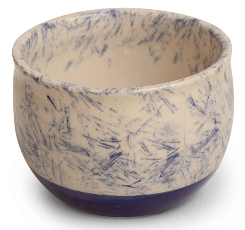 ETROVES Ceramic Shaving Bowl | Scuttle Leather Bowl for Men, Easy Leather Soap Bowl, 4 Inch, White Blue