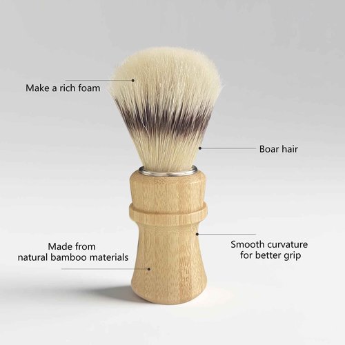 Kikc Men's Shaving Kit with Natural Boar Bristle Shaving Brush, Pure Bamboo Shaving Brush Stand with Bowl | Complete Wet Shaving Set for Smooth & Luxurious Shave