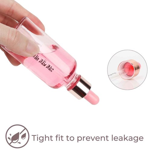 CycleMore 12 Pack (30 ml) 1 oz Pink Glass Boston Bottles with Glass Scale Eye Droppers, Glass Cosmetic Droppers for Beauty, Essential Oils, Makeup & More Liquids Ideal for Mom or Friends