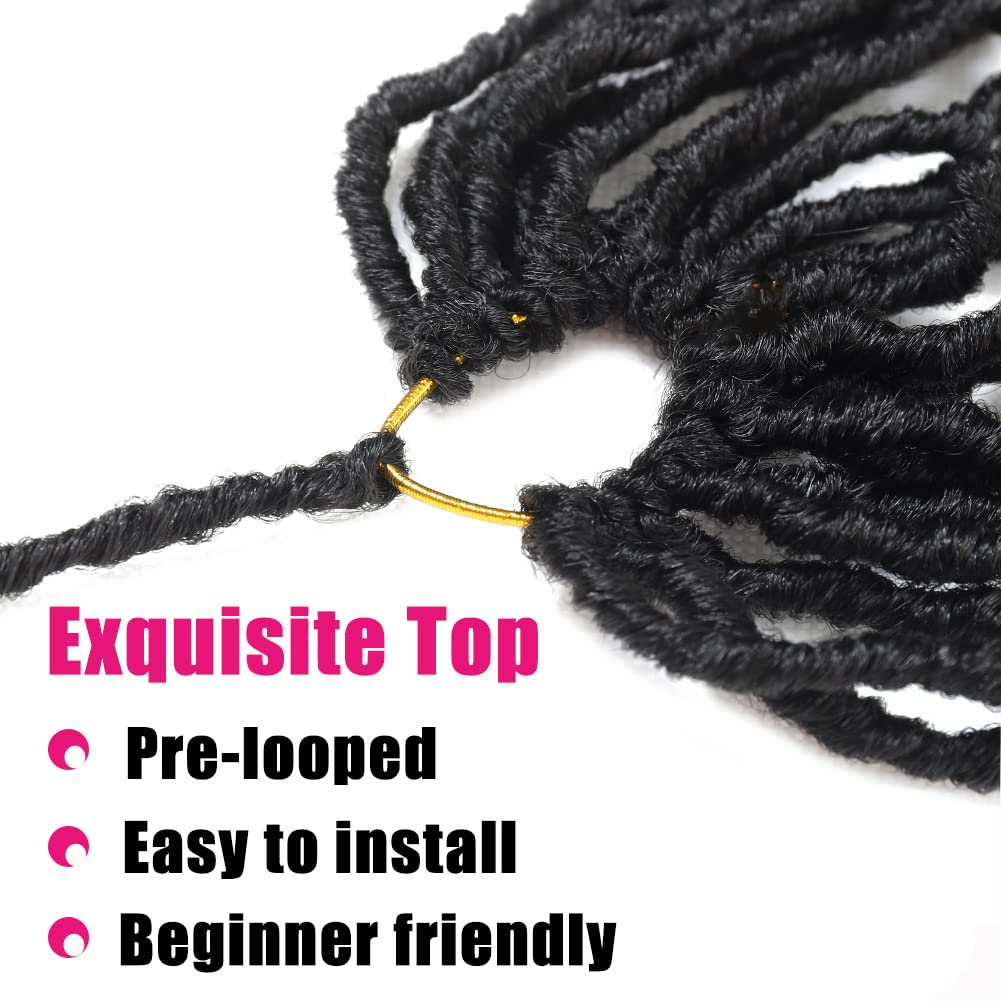 18 Inch Faux Locs Crochet Hair 6 Packs Soft Locs Pre Looped Crochet Hair Natrual Black Color Synthetic Hair Extension for Women(18Inch, 1B)