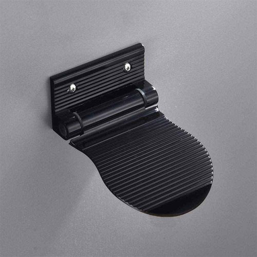MDPLY Shower Foot Rest for Shaving, Wall Mounted Folding Foot Stand for Bathroom, Black Metal