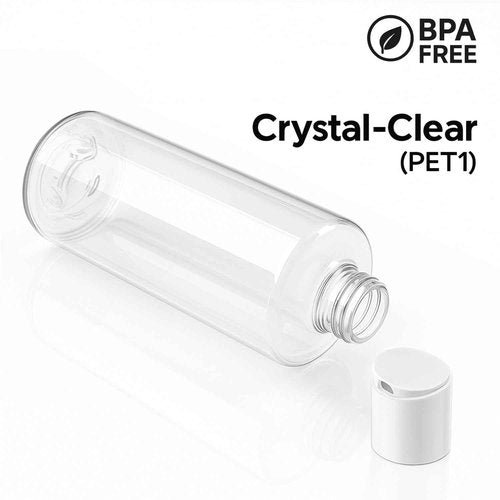 Bar5F Clear Plastic Bottles, 16.9 oz, 2-Pack with Disc Top Caps, BPA-Free Squeezable Containers for Shampoo, Lotions, Made in USA