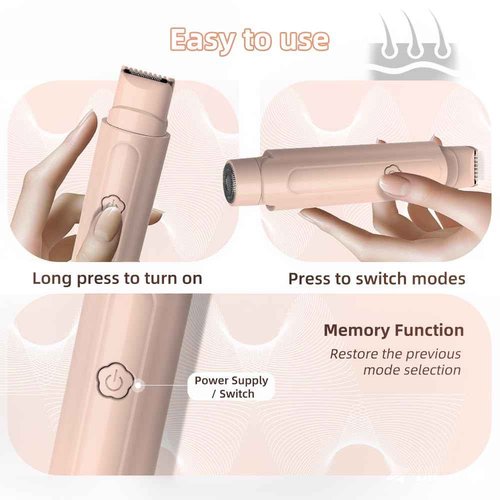 2 in 1 Women's Electric Shaver, Dual Head Bikini Hair Trimmer, IPX6 Waterproof, Wet & Dry, Bikini Underarm Leg Arm Body Facial Epilator. (Pink)