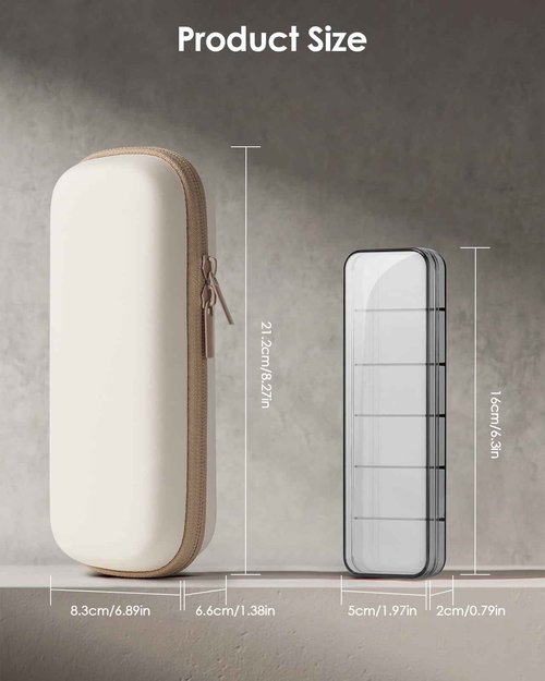 Yinke Travel Shaver Case with Attachments Storage Box for Hybrid Electric Trimmer, Waterproof Hard Carrying Case Portable Storage Bag for O Blade, Beige