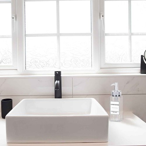 Yeeco Plastic soap Dispenser, Clear 3 Pcs Refillable Shampoo and Conditioner Bottles, Empty Shower Bottles with Pump, Labels for Shower Bathroom Kitchen, 6.8oz/200ml