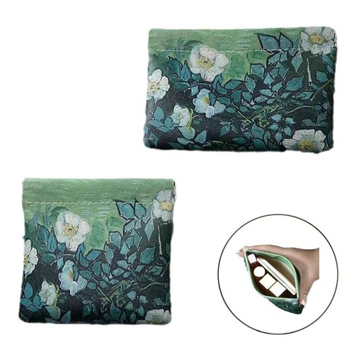2 PCS Small Leather Cosmetic Bag for Purse - Mini Makeup & Coin Organizer Gift Set for Women - Snap Closure Travel Pouch for Lipstick, Keys, Charger Cable, Coins