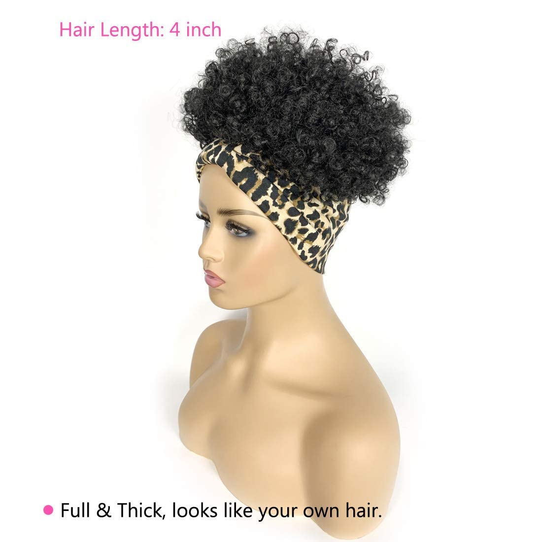 Allyreetress Short Wigs for Black Women Afro Wigs for Black Women Headband Wig with Headbands Attached Kinky Curly Pineapple Wig