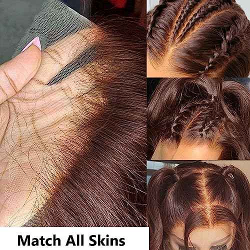 Lace Front Wigs Human Hair Chocolate Brown 13x4 Body Wave Transparent Lace Frontal Wigs for Black Women Human Hair with Baby Hair Pre Plucked For Black Women 180 Density 24 Inch