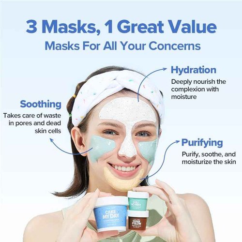 I DEW CARE Wash Off Face Mask Set - Sundae Scoop | Skincare Set for Girls & Teens, Face Mask Kit, Moisturizing & Soothing, Hydrating, Hyaluronic Acid, Travel Mini, Stocking Stuffers, Teen Girl Gifts
