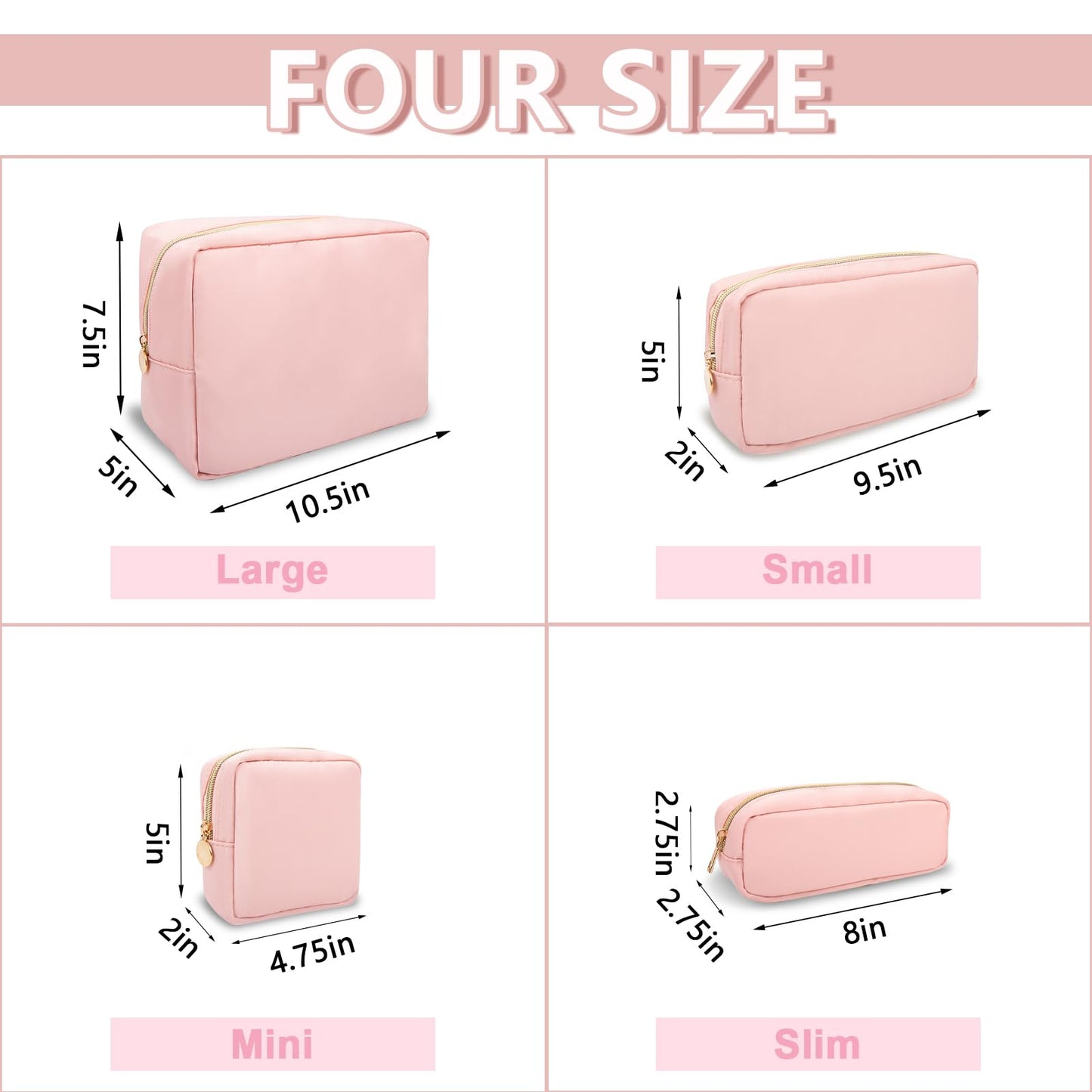 UIXIZQ Waterproof Small Pencil Case Makeup Bag for Purse,Cute Pencil Pouch Preppy Nylon Makeup Brush Holder with Zipper,Girls Portable Storage Case Small Pen Bag for Office College(Slim-Flamingo)