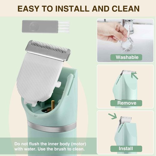Waterproof Bikini Trimmer Women Electric Razor for Bikini Legs Pubic Hair Rechargeable Electric Shaver for Women, Green &Pink