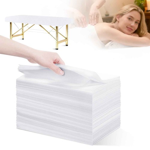 Disposable Bed Sheets 100 Pcs 31" x 71" Breathable Non Woven Fabric - Massage Table Sheets & SPA Bed Cover for Massage, Beauty, Tattoos（white）